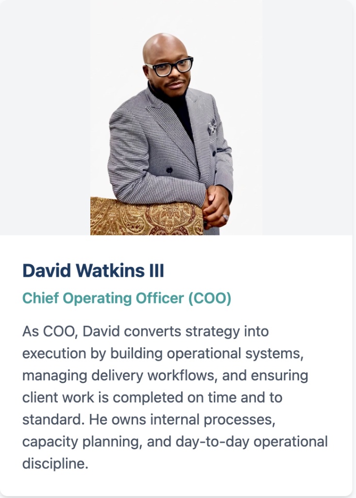 David Watkins III, Chief Operating Officer — Gemelli Business Services